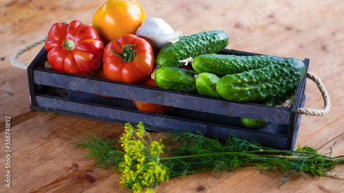 Vegetables tomatoes and cuc...