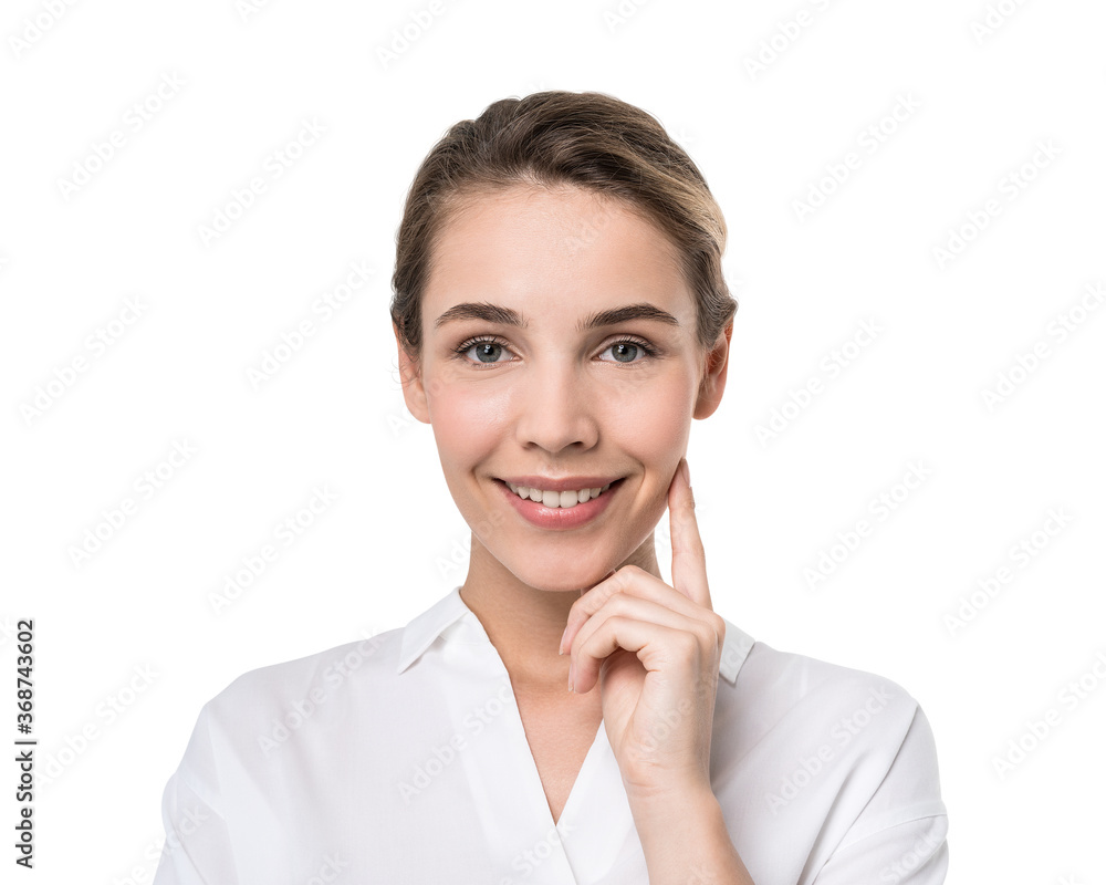Smiling young businesswoman isolated portrait Smiling young businesswoman isolated portrait