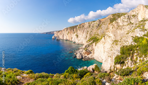 Plakaki cape with amazing cliffs on western coast of Zakynthos island.