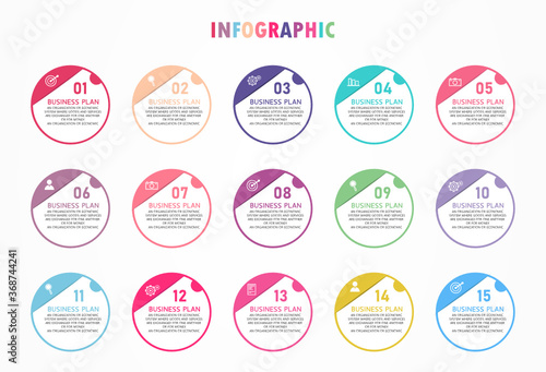 Infographic vector illustration Can be used for process, presentations, layout, banner,info graph There are 15 steps or layers.