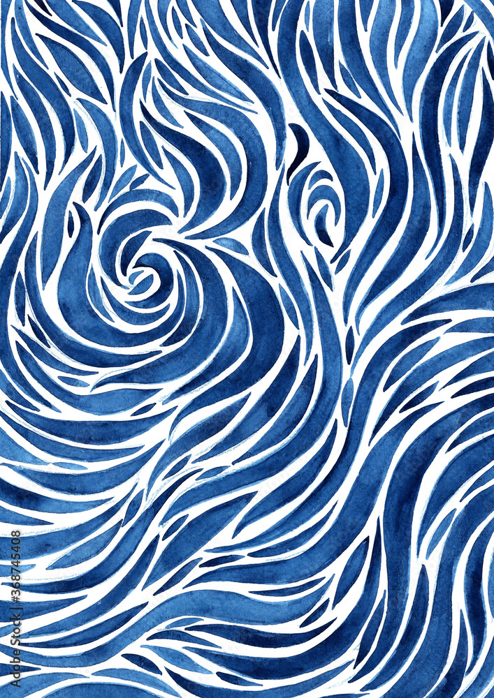 Fototapeta premium Abstract surface of water or water wave watercolor hand painting background.