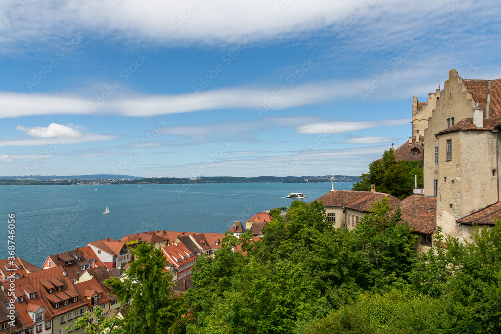 Meersburg, Germany - June 30, 2020: View over Meersburg and Lake Constance