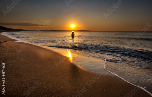 sunset beach sea water beatiful