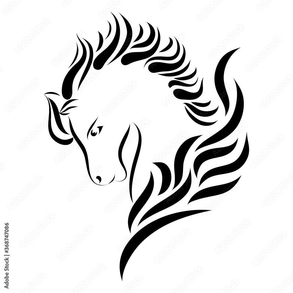 Fototapeta premium Wild horse head, abstract pattern, Vector image.