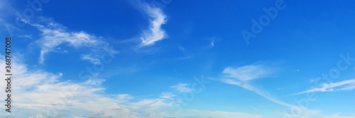 Panorama sky with beautiful cloud on a sunny day. Panoramic high resolution image.