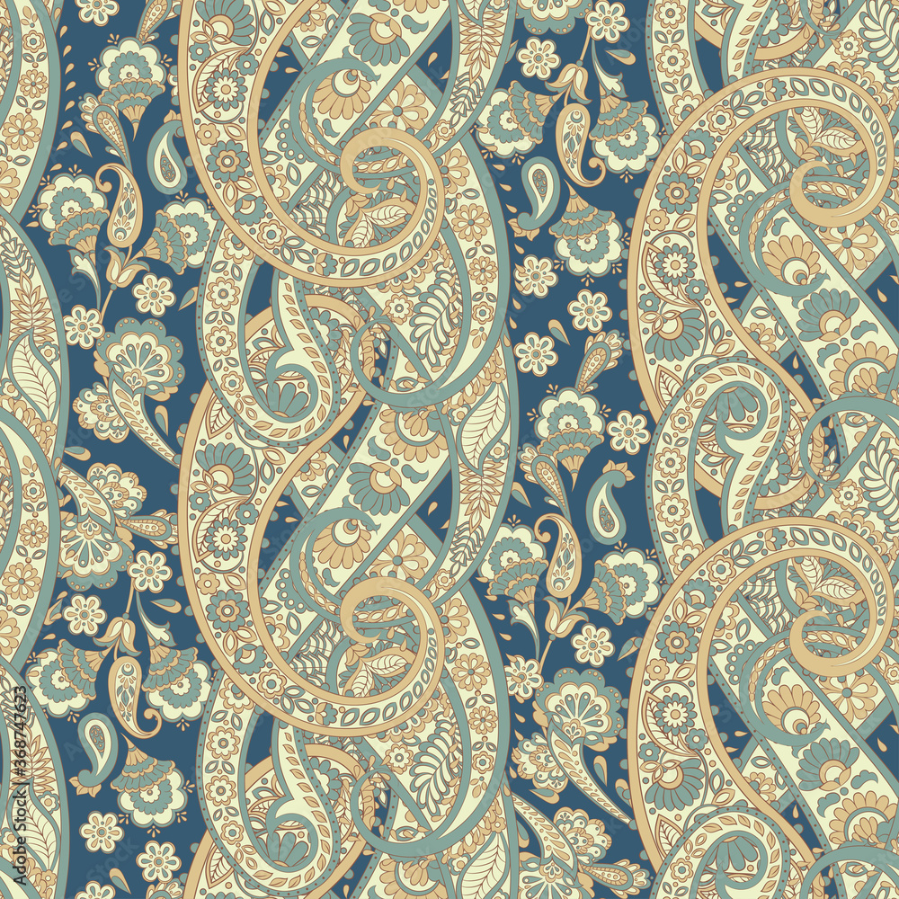 Paisley seamless floral pattern. Vector  Damask vintage background