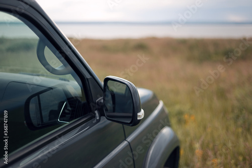 The concept of travel in an SUV. Adventure travel concept background. Adventure travel concept background. Offroad car. 4x4 overlanders tourism concept. Off-road trip
