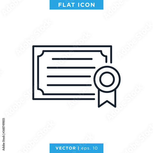 Certificate Icon Vector Design Template. Editable Stroke.