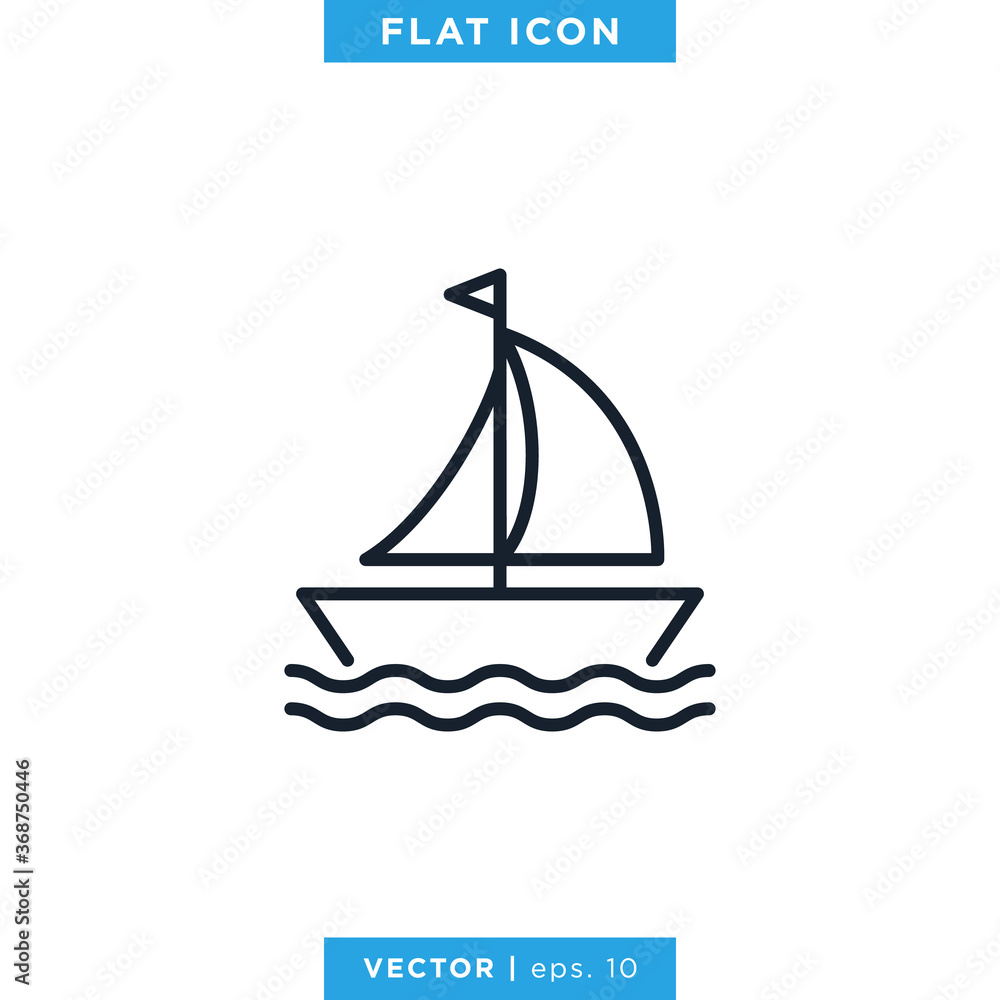 Sailboat Icon Vector Design Template.