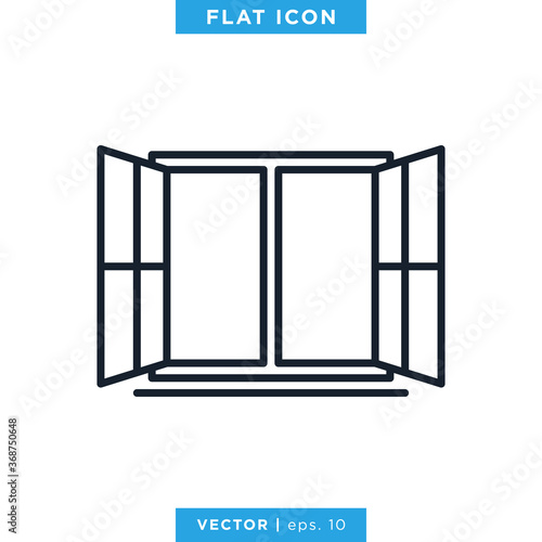Window Icon Vector Logo Design Template. Editable Stroke