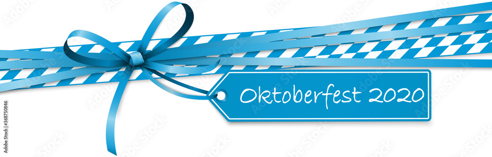 Oktoberfest blue ribbon bow with hang tag 2020