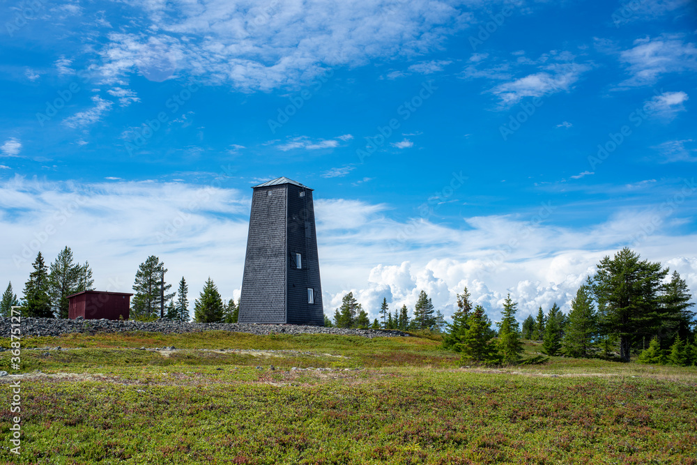 Northern Sweden Archipelago Stor-Rabben Lighthouse and Navigation House Isolated on a Island Outside of Pitea In Beautiful Scandinavian Nature Reserve. 