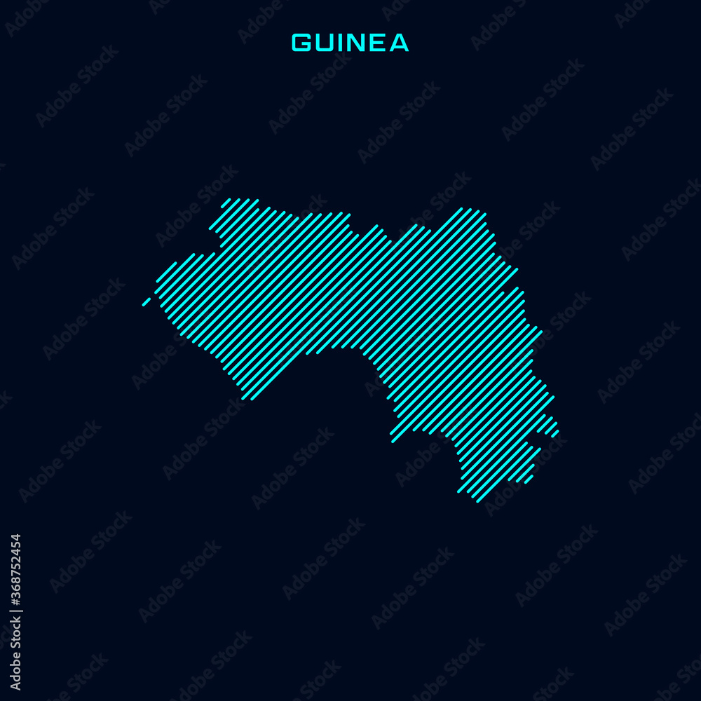 Guinea Striped Map Vector Design Template On Blue Background