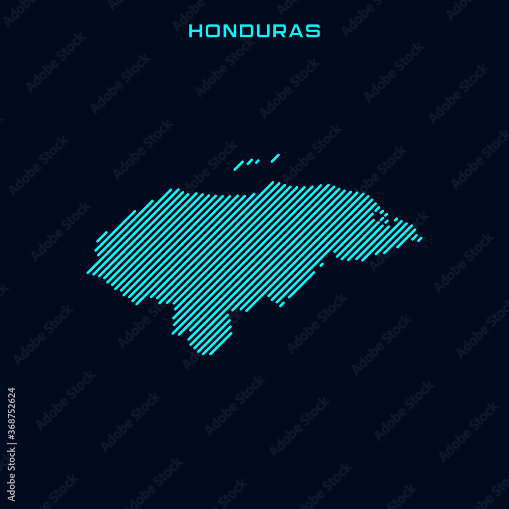 Obraz premium Honduras Striped Map Vector Design Template On Blue Background