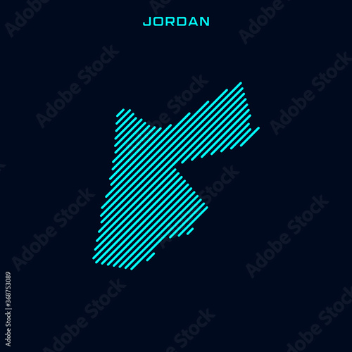 Jordan Striped Map Vector Design Template On Blue Background
