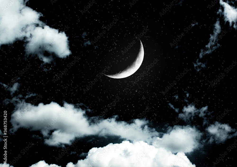 The moon in the night sky