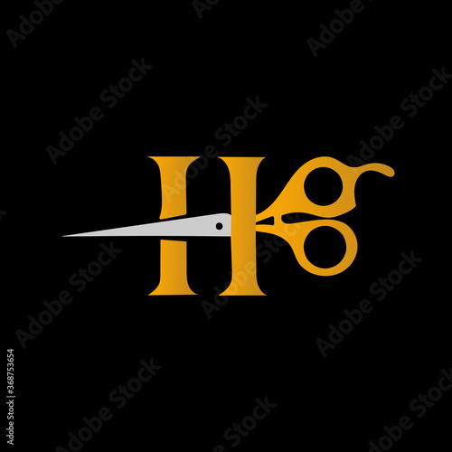 H scissors logo salon logo haircut logo