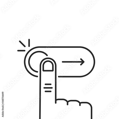 black thin line swipe right icon