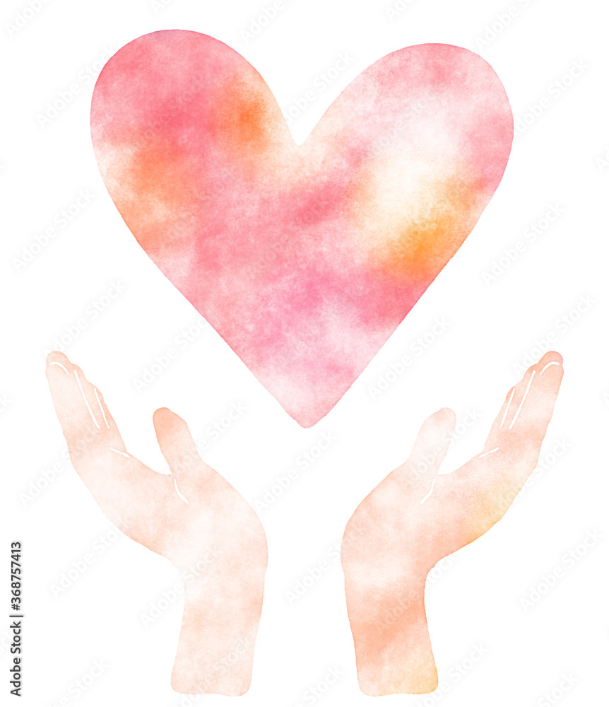 Obraz premium 大きなハートを掲げる手