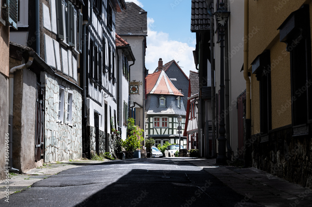 view through the historical streets of kronberg im taunus