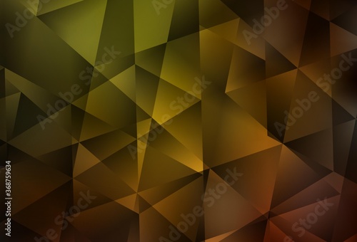 Dark Green  Yellow vector polygonal template.