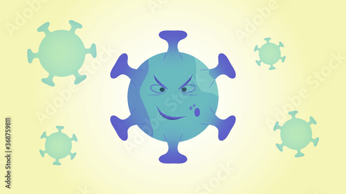 Angry virus illustration.  Illustrative Covid 19 coronavirus vector