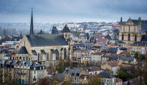 Poitiers city view, churchs and roofs