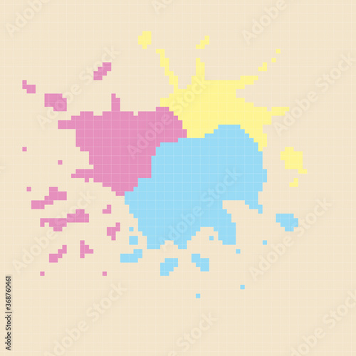 Paint splash pixel art. Paint splat. Painting splashes. Abstract vector illustration.