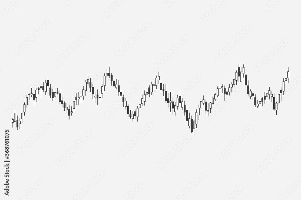 Candlestick chart stock exchange isolated on white background. Graph stock market. Stock indices. For trading concept. Vector illustration.