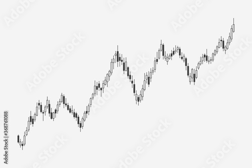 Candlestick chart stock exchange isolated on white background. Graph stock market. Stock indices. For trading concept. Vector illustration.