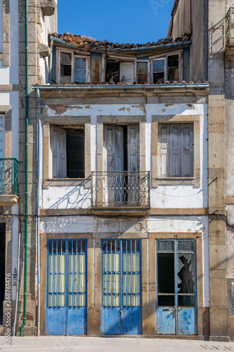 Derelict Portugal Apartment Architecture in Braga, With Railing Balcony