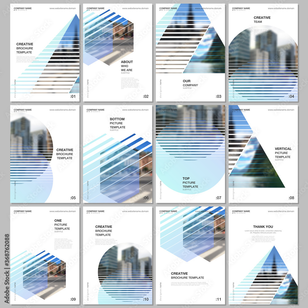 A4 brochure layout of covers design templates for flyer leaflet, A4 format brochure design, report, presentation, magazine cover, book design. Abstract geometric backgrounds with simple modern forms.