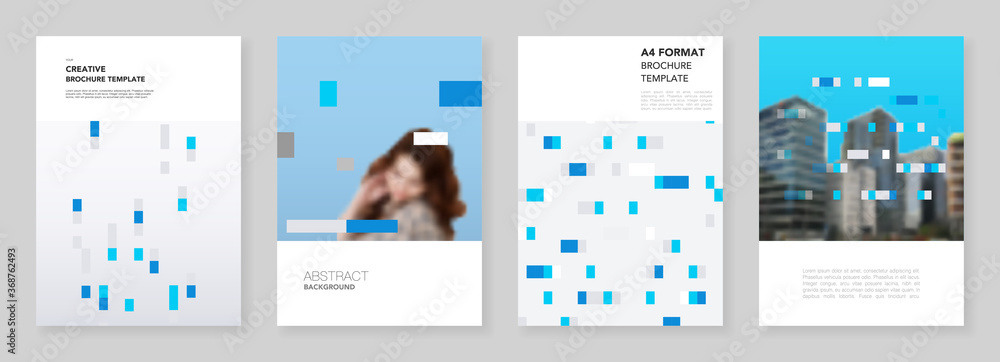 A4 brochure layout of covers design templates for flyer leaflet, A4 brochure design, report, presentation, magazine cover, book design. Abstract geometric pattern. Corporate identity business concept. - obrazy, fototapety, plakaty 