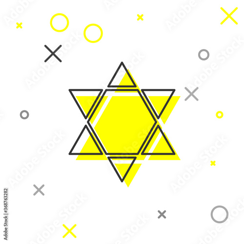 Grey line Star of David icon isolated on white background. Jewish religion symbol. Symbol of Israel.  Vector Illustration