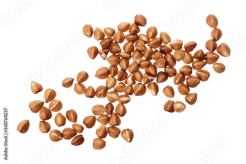 buckwheat grain isolated on white background . Top view. Flat lay.