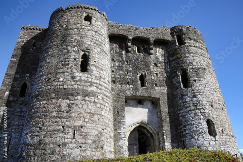 Kidwelly Castle gatehouse by the River Gwendraeth Wales Carmarthenshire UK a ruin of a 13th century medieval fort and a popular travel destination visitor attraction landmark of the city stock photo photo