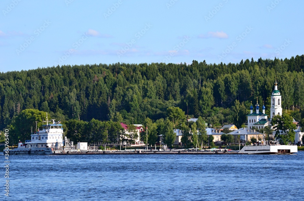Church on the Bank of the Russian river Volga