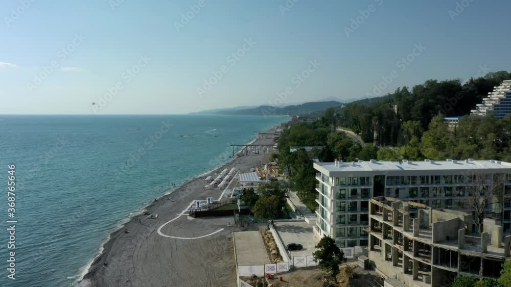 Panoramic aerial view of sea shore of Sochi, Russia Panoramic aerial view of sea shore of Sochi, Russia