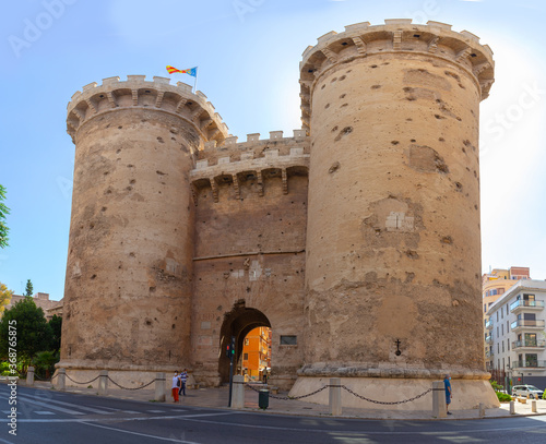 Torres de Quart or Puerta de Quart two fortified gates of the medieval wall of Valencia photo