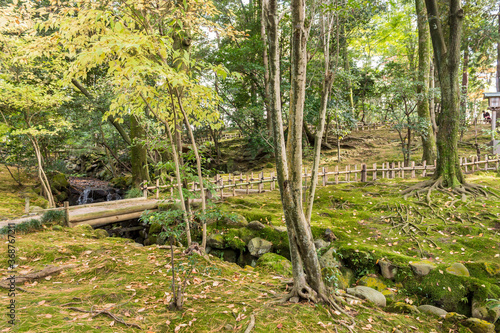 Kanazawa, Japan. Kenroku-en, an old garden, and one of the Three Great Gardens of Japan (Nihon Sanmeien), during autumn