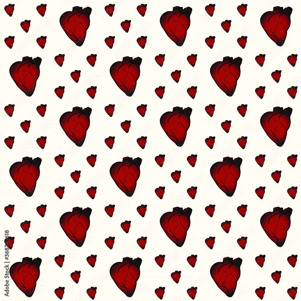 Red heart looks like natural.Vector patterns Red heart looks like natural.Vector patterns