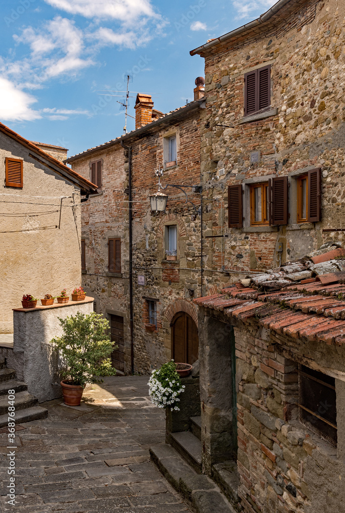 Alte Häuser in der Altstadt von Anghiari in der Toskana, Italien 
