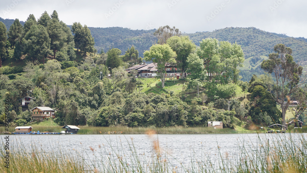 Laguna de la Cocha at El Encano with wooden briges and stilt houses near Pasto, Colombia.
Laguna de la Cocha at El Encano with wooden briges and stilt houses near Pasto, Colombia.