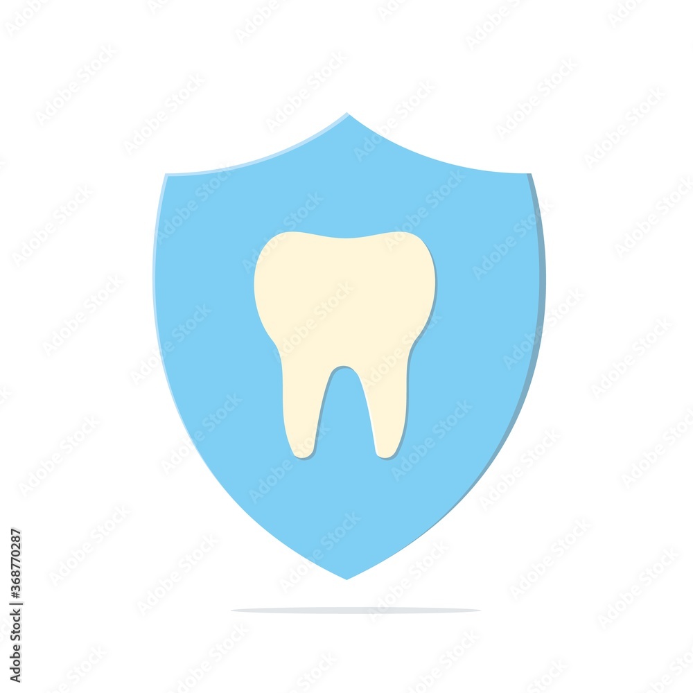Healthy tooth in a shield on white background isolated. Vector illustration. Healthy tooth in a shield on white background isolated. Vector illustration.