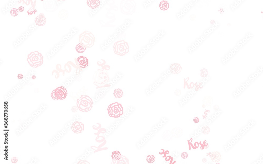 Light Red vector abstract design with flowers, roses.