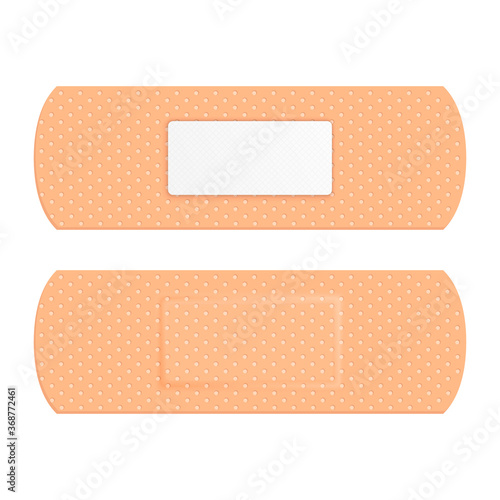 Vector 3d Realistic Medical Patch Icon Set Closeup Isolated on White Background. Design Template Adhesive Bandage Elastic Medical Plasters. Top View