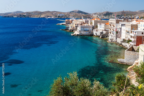 Vaporia district in Ermoupoli town, Syros island, Cyclades, Greece, Europe.