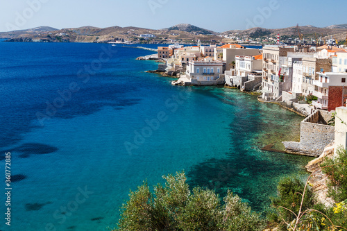 Fototapeta Naklejka Na Ścianę i Meble -  Vaporia district in Ermoupoli town, Syros island, Cyclades, Greece, Europe.