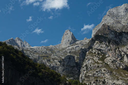 View of Naranjo de Bulnes in Picos de Europa from Cain in Asturias,Spain,Europe 