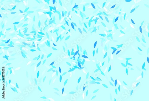 Light BLUE vector natural background with leaves.